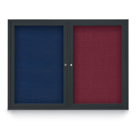 United Visual Products Decor Wood Combo Board, 36"x24", Light Oak/White Porcelain & Ultramarine UV702DEFAB-LTOAK-WHTPORC-ULTMAR